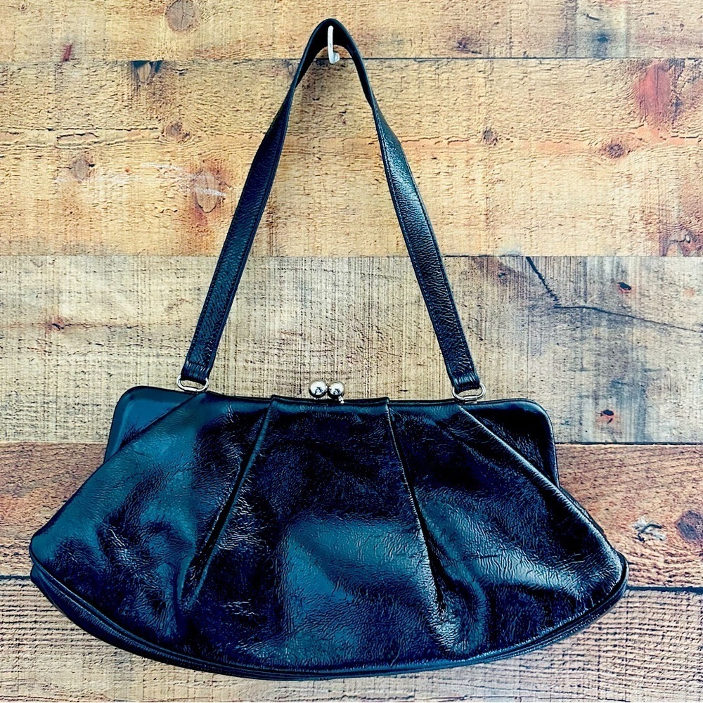 Hobo International Vintage Elegant Black Patent Leather Handbag